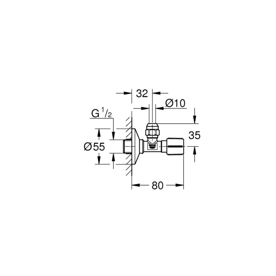 Hoekstopkraan Grohe Angle Valves Hard Graphite Geborsteld