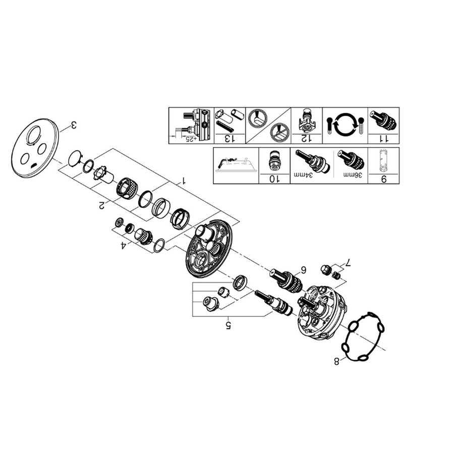 Thermostatische Douchekraan Grohe Grohtherm Smart Controle met Omstelling Hard Graphite Geborsteld