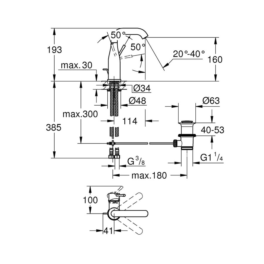 Wastafelmengkraan Grohe Essence 1 Hendel Met Waste M Cool Sunrise Geborsteld