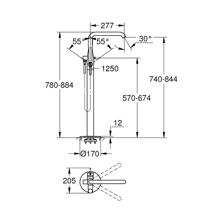 Vrijstaande Badkraan Grohe Essence New Met Douchegarnituur Warm Sunset Geborsteld