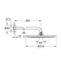 Regendoucheset Grohe Rainshower Cosmopolitan Metal 31 cm met Wandarm Hard Graphite Geborsteld