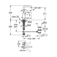 Wastafelmengkraan Grohe Essence 1 Hendel Met Waste L Hard Graphite Geborsteld