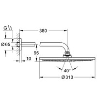 Regendoucheset Grohe Rainshower Cosmopolitan Metal 31 cm met Wandarm Supersteel