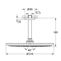 Regendoucheset Grohe Rainshower Cosmopolitan Metal 31 cm met Plafondarm Cool Sunrise Geborsteld