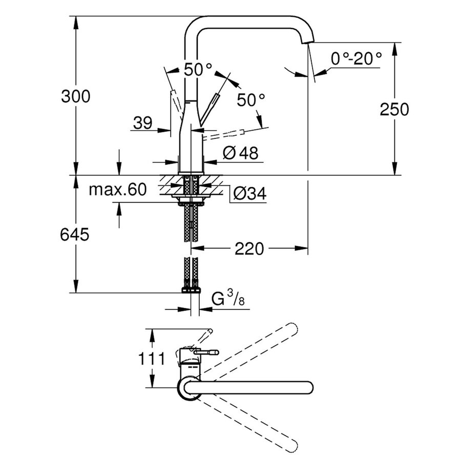 Keukenkraan Grohe Essence Mengkraan met Hoge Uitloop Warm Sunset Geborsteld