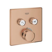 Inbouwkraan Grohe Grohtherm Smart Control Thermostaatkraan met 2-weg Omstelling Vierkant Warm Sunset Geborsteld