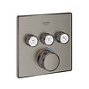 Grohe Inbouwkraan Grohe Grohtherm Smart Control Thermostaatkraan met 3-weg Omstelling Vierkant Hard Graphite Geborsteld