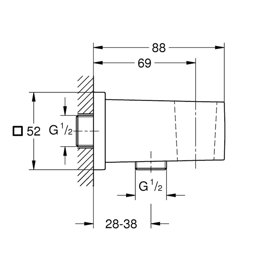 Wandaansluitbocht Grohe Euphoria Cube Hard Graphite Geborsteld