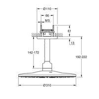 Regendoucheset Grohe Rainshower SmartActive 31 cm met Plafondarm Supersteel