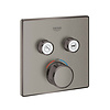 Grohe Inbouwkraan Grohe Grohtherm Smart Control Thermostaatkraan met 3-weg Omstelling Vierkant 3 Knop Hard Graphite Geborsteld