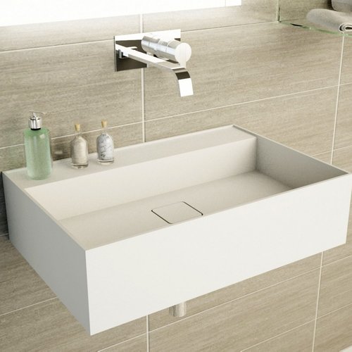 Fontein Ideavit Solidbliss 60x40x16 cm Solid Surface 1 Plateau Mat Wit 