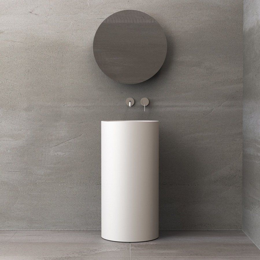 Waskom Ideavit Solidroll 45x45x90 cm Solid Surface Op Voetstuk Mat Wit