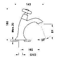 Wastafelkraan Tres Clasic 1 waterleiding of voormengsysteem RVS