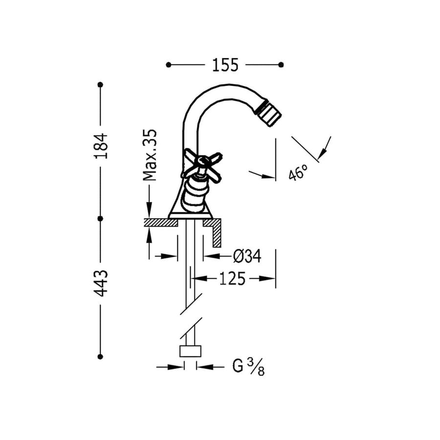 Bidetmengkraan Tres Clasic 2 Kruisgreep RVS