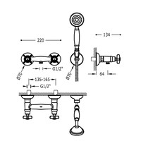 Douchemengkraan Tres Clasic 2 Kruisgreep Incl Handdouche en Doucheslang RVS