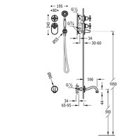 Badkraan Tres Clasic Thermostatisch Inbouw Incl. Handdouche RVS