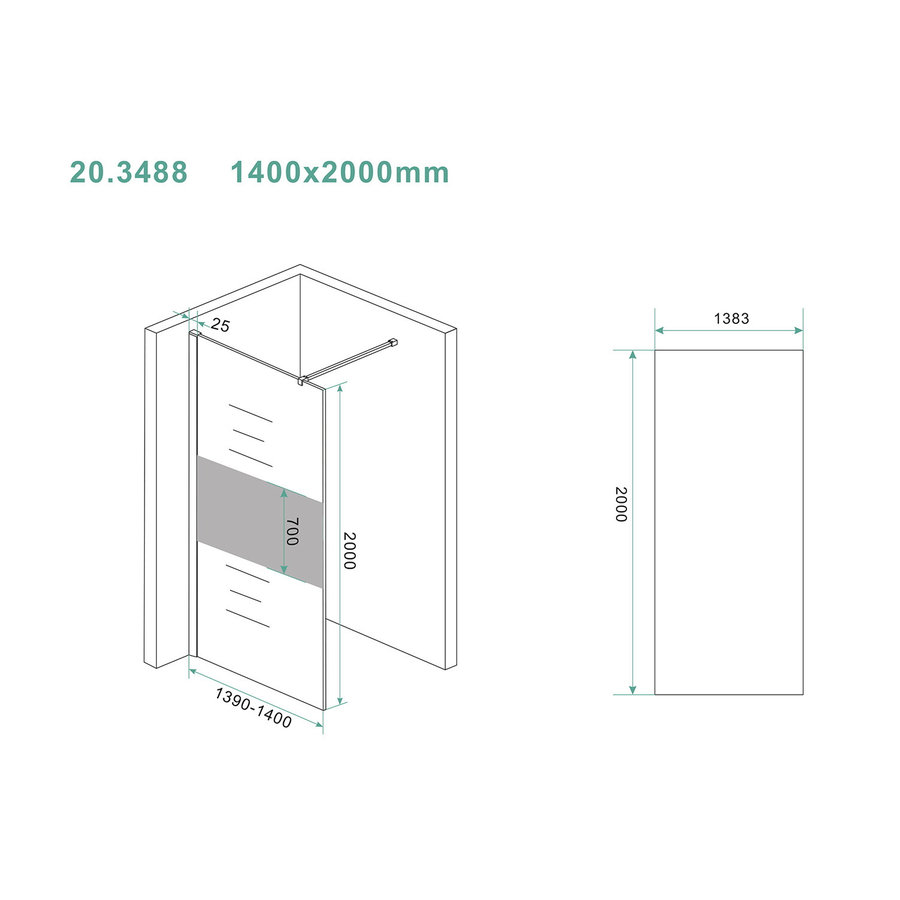 Slim Glasplaat Wiesbaden 1400x2000 8mm Nano Ged. Matglas