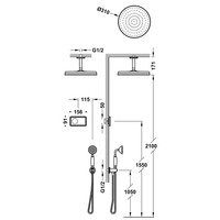 Regendoucheset Tres Clasic Inbouw Elektronische Thermostaat Incl. Handddouche Plafondarm RVS