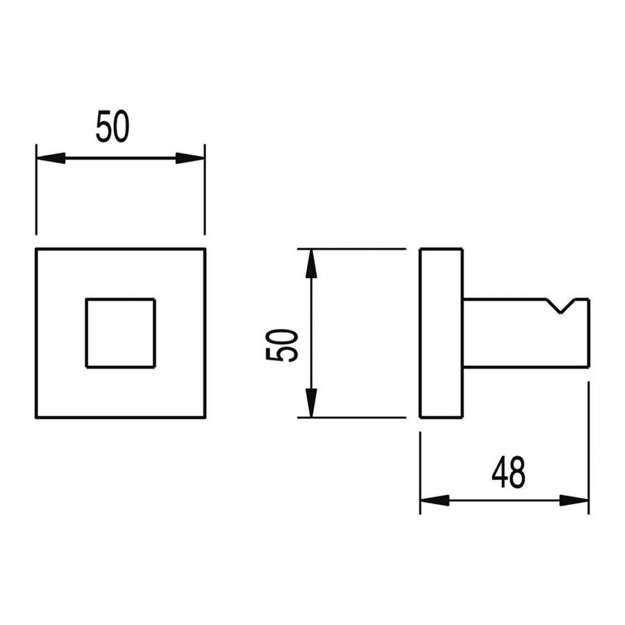 Handdoekhaak Tres Cuadro Vierkant RVS
