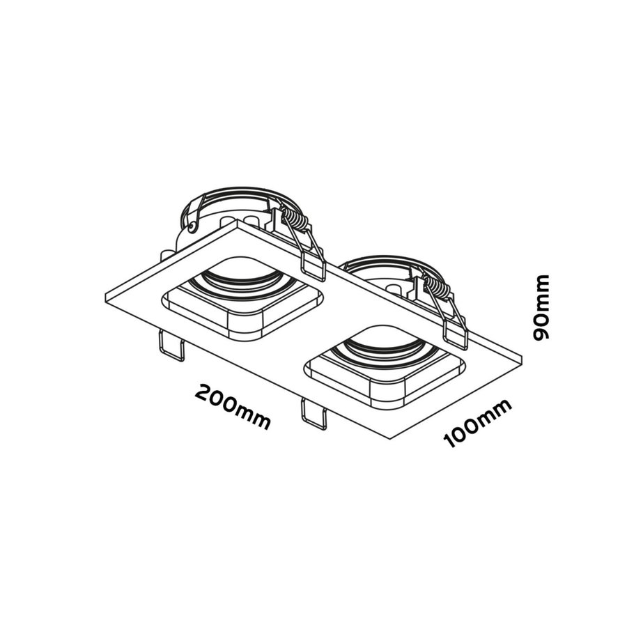 Inbouwspot AquaSplash Kiana 2 GU10 2-Lichts 20x10x9 cm Zwart