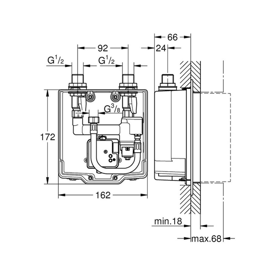 Grohe Eurosmart Cosmopolitan E Inbouwbox met thermostaat