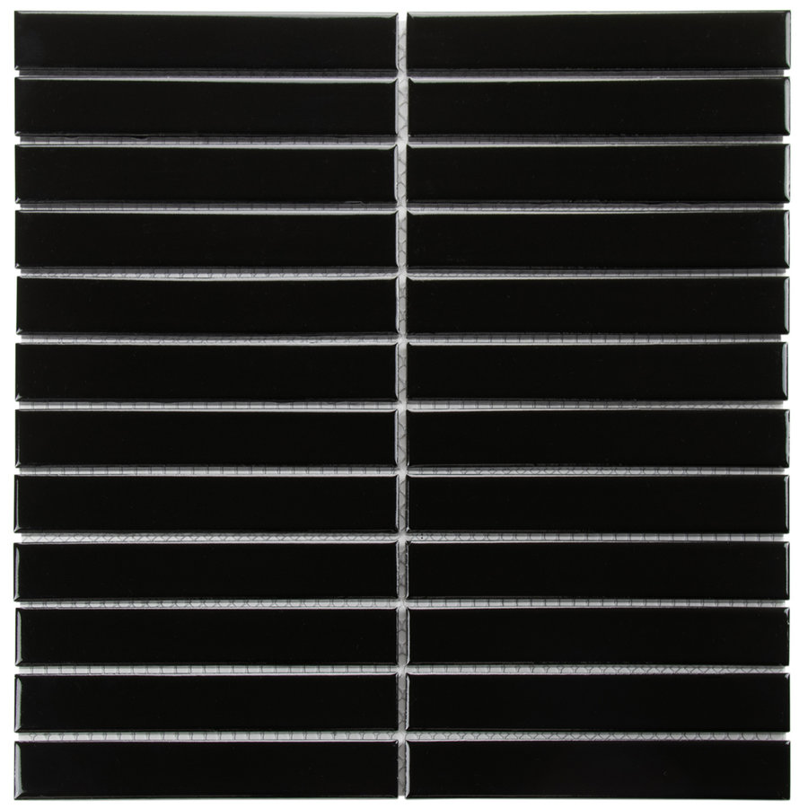 Mozaiek Tegel Sevilla 29,6x30 cm Finger Glossy Black (Prijs per 0,89 M2)