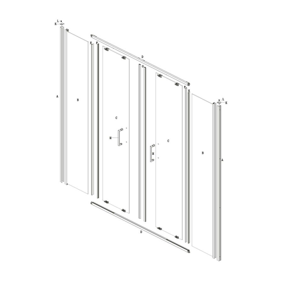 Nisdeur Lacus Stromboli Evo 2 Schuifdeuren 180x200 Cm Chroom