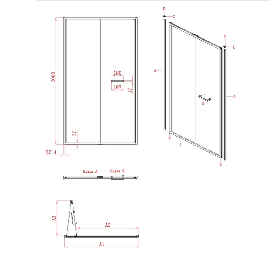 Nisdeur Lacus Ponza Evo Vouwdeur 90x200 Cm Mat Glas Chroom