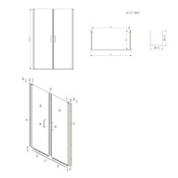 Nisdeur Lacus Giglio Evo Saloon 2 Klapdeuren 90x200 Cm Helder Glas Zwart