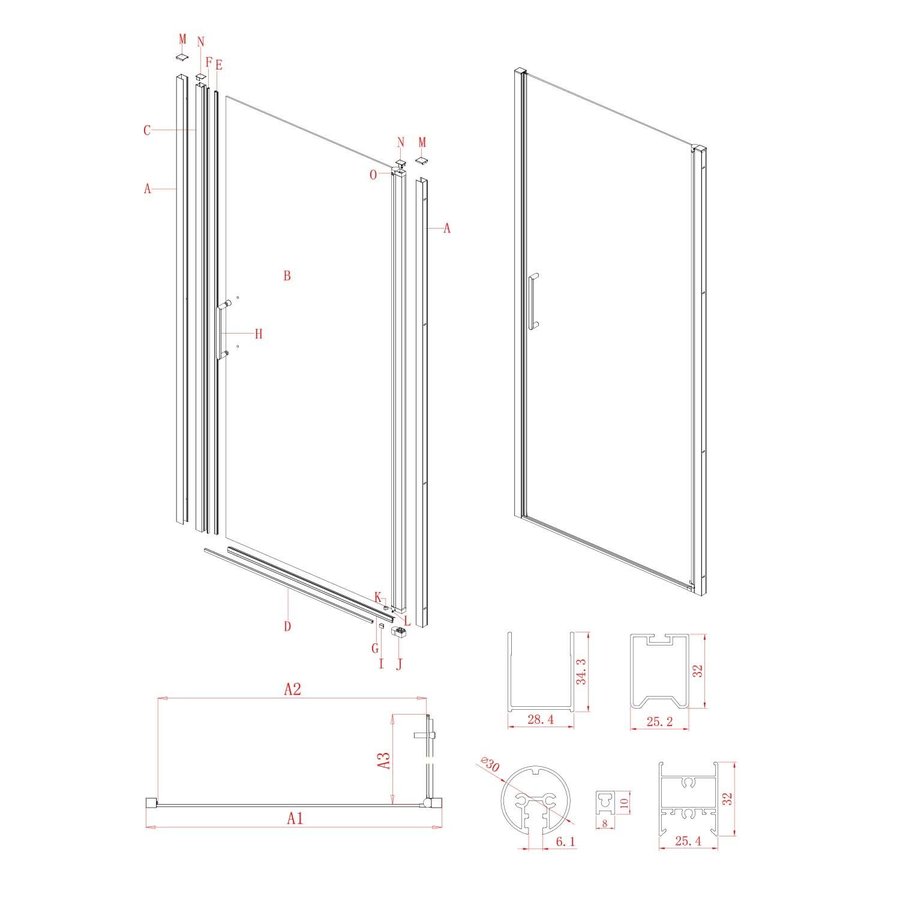 Nisdeur Lacus Giglio Evo 1 Klapdeur 75x200 Cm Helder Glas Chroom