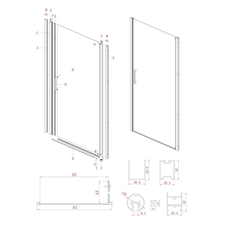 Nisdeur Lacus Giglio Evo 1 Klapdeur 80x200 Cm Helder Glas Chroom