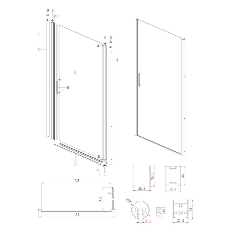 Nisdeur Lacus Giglio Evo 1 Klapdeur 100x200 Cm Helder Glas Chroom