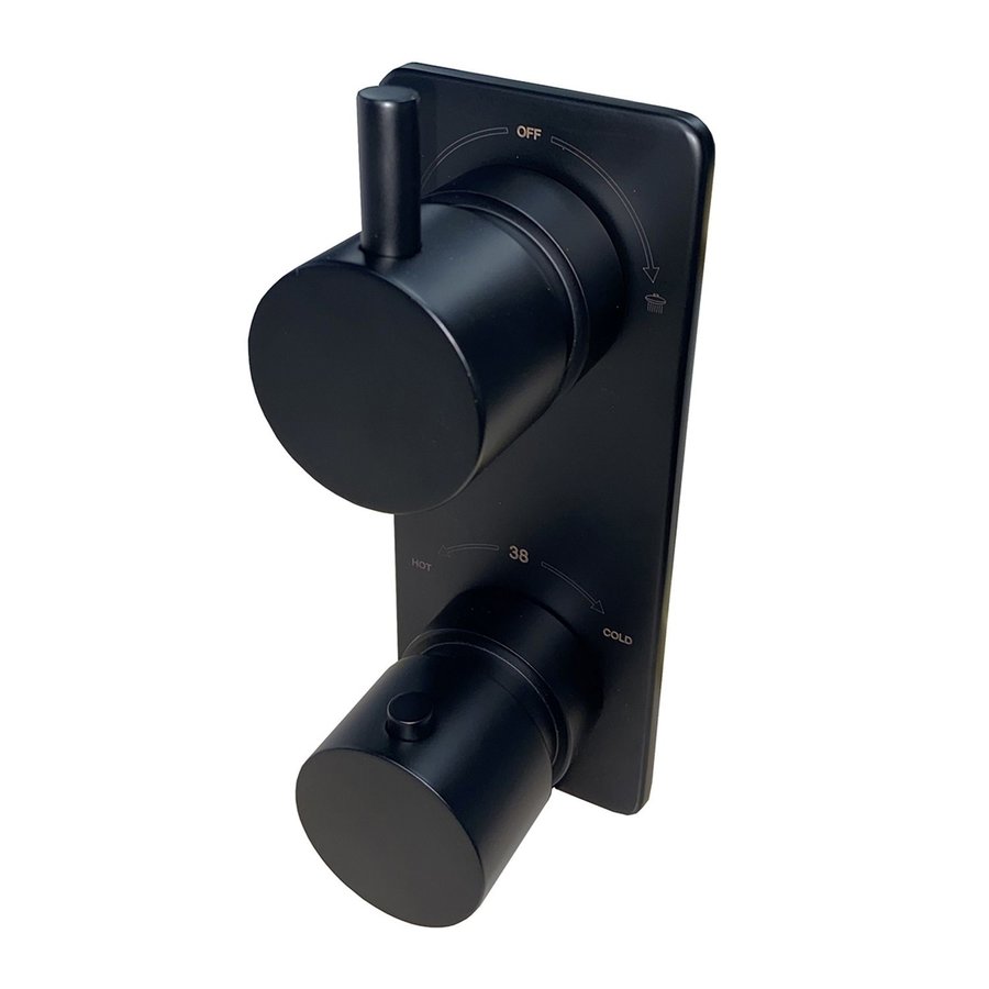 Inbouwthermostaat Wiesbaden Caral 2-weg Rond Mat Zwart