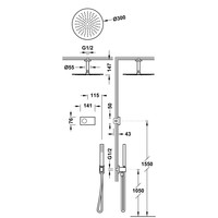 Regendoucheset Tres Shower Technology Inbouw Elektrische Thermostaat met Ronde Plafonduitloop Douchekop 30 cm Mat Zwart