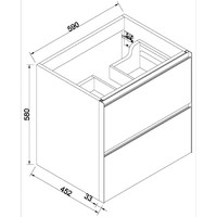 Wastafelonderkast met 2 Laden Wiesbaden Lotus 60x45.2 cm Naturel Eik / Mat Zwart