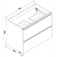 Wastafelonderkast met 2 Laden Wiesbaden Lotus 80x45.2 cm Naturel Eik / Mat Zwart