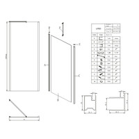 Douchewand Lacus Giglio Evo Fox tbv Nisdeur Gilgio Evo Fox 75 cm Mat Glas Chroom