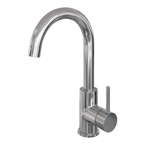 Wastafelmengkraan Brauer Chrome Carving Coldstart Opbouw Hoog Gebogen Ronde Hendel Chroom PVD 