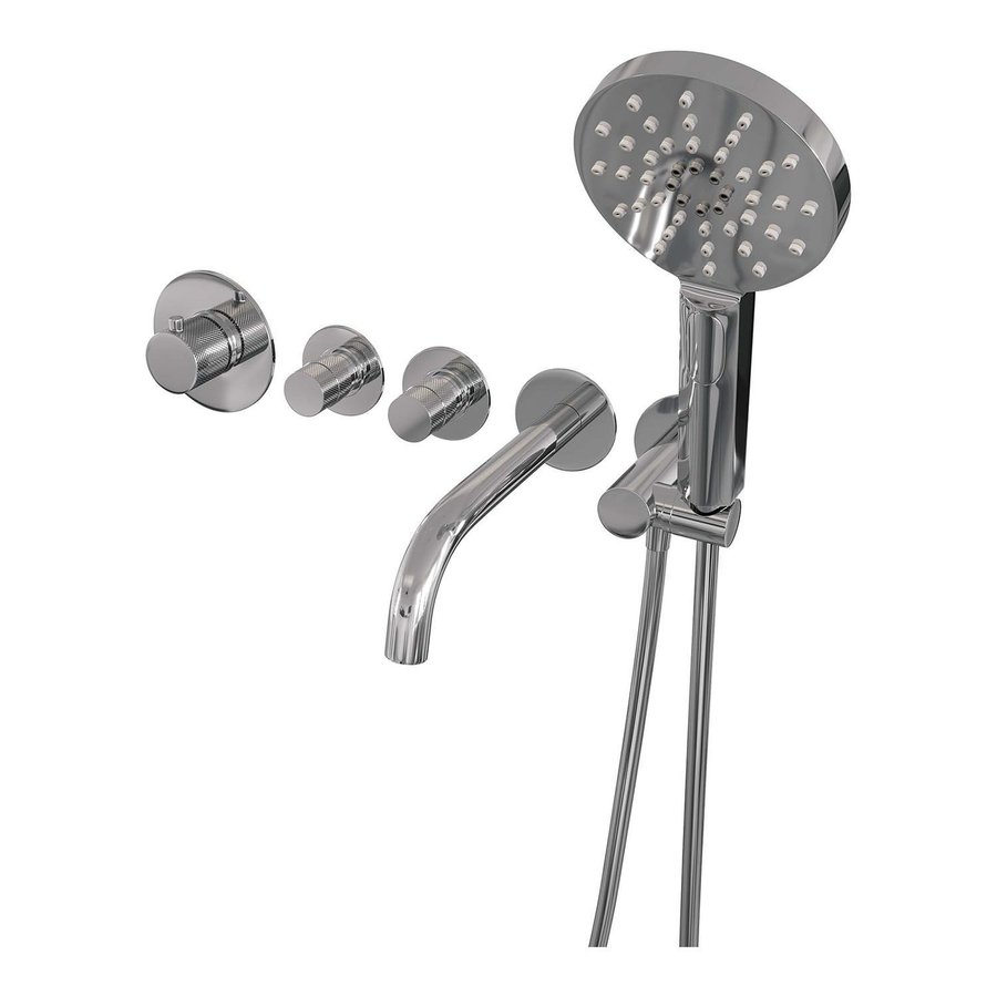 Inbouwthermostaatset Brauer Chrome Carving Incl Baduitloop en 3 Standen Handdouche Chroom