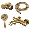 Brauer Opbouwset Bad- en Douchekraan Brauer Gold Edition Thermostatisch Met Wandhouder En Handdouche 3 Standen Geborsteld Goud