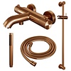 Brauer Opbouwset Bad- en Douchekraan Brauer Copper Carving Thermostatisch Met Glijstang Geborsteld Koper