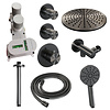 Brauer Regendoucheset Inbouw Brauer Gunmetal Edition Thermostatisch 30cm met Plafondarm en Handdouche 3-Standen Losse Stopkranen Geborsteld Gunmetal