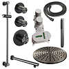 Regendoucheset Inbouw Brauer Gunmetal Edition Thermostatisch 30cm met Wandarm, Glijstang en Handdouche Staaf Losse Stopkranen Geborsteld Gunmetal