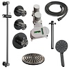 Regendoucheset Inbouw Brauer Gunmetal Edition Thermostatisch 20cm met Plafondarm, Glijstang en Handdouche 3-Standen Losse Stopkranen Geborsteld Gunmetal