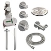 Regendoucheset Inbouw Brauer Brushed Carving Thermostatisch 20cm met Plafondarm en Handdouche Staaf Losse Stopkranen Geborsteld RVS