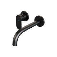 Inbouw Wastafelmengkraan Brauer Black Edition Coldstart Gebogen Uitloop Platte Hendel Links Geborsteld Mat Zwart Met Rozetten