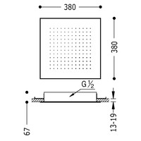 Hoofddouche Tres Plafond 38x38 cm Vierkant Patroon Staal