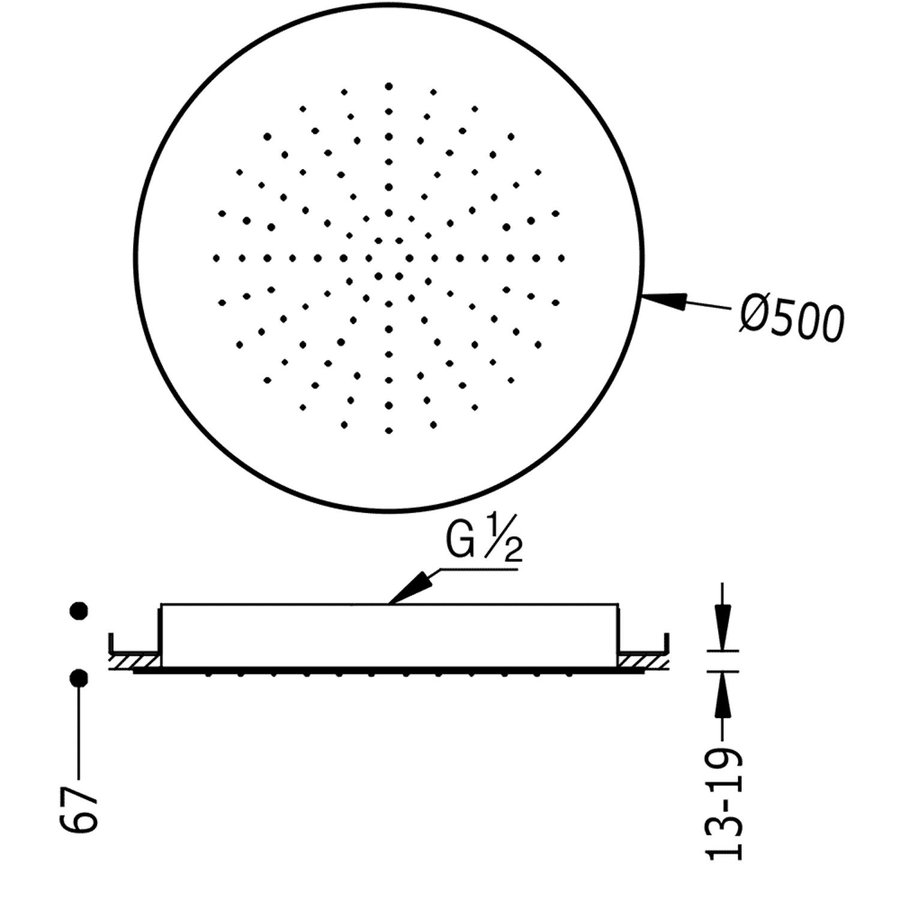 Hoofddouche Tres Plafond 50 cm Rond Mat Wit