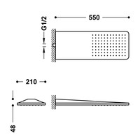 Hoofddouche Tres Wand 21x55 cm Ronde Hoeken Mat Wit