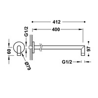 Wandarm Tres 40 cm met Scherpe Bocht Mat Zwart